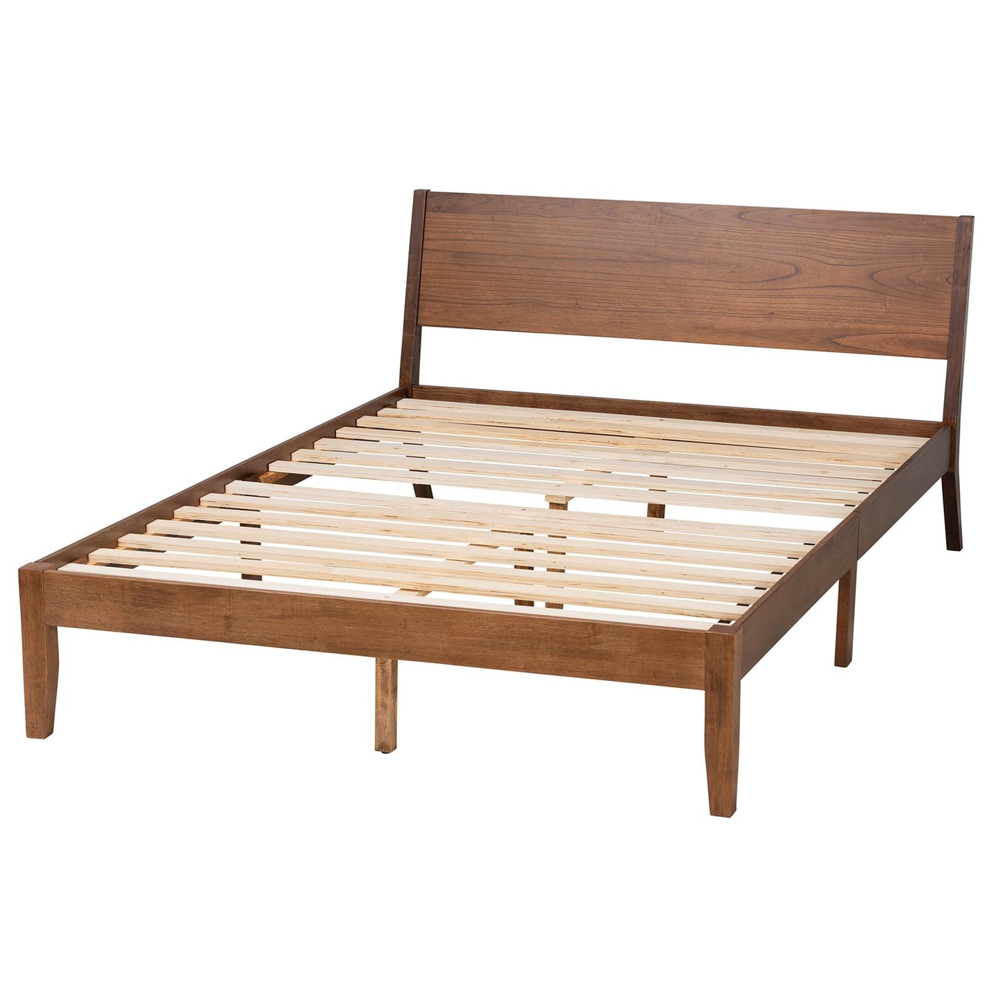 Classic Baxton Studio Salvatore Mid-Century Modern Walnut Brown Finished Wood Queen Size Platform Bed