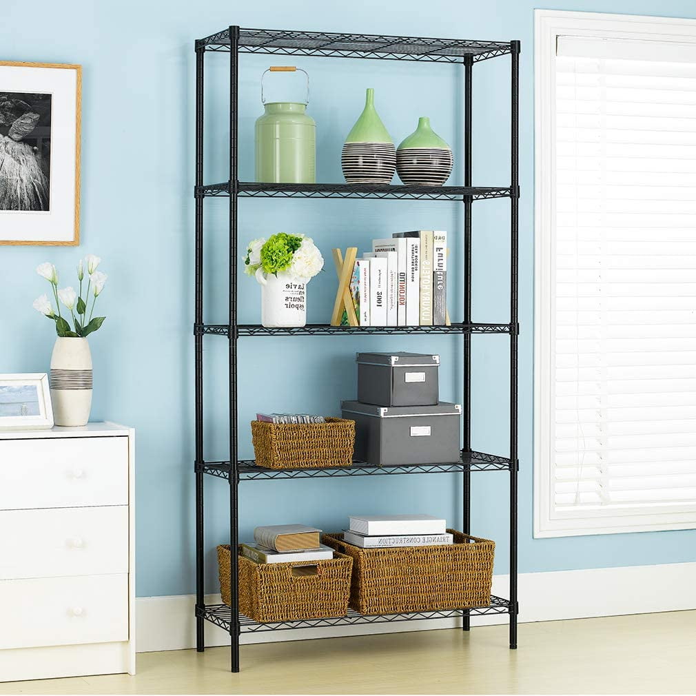 Classic BestOffice 5 Tier Wire Shelving Unit 1250lb Capacity Black