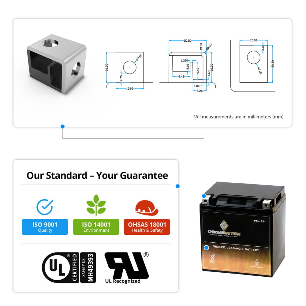 Versatile Chrome Battery Ytx30L-Bs Battery for Polaris 800 Ranger 2011