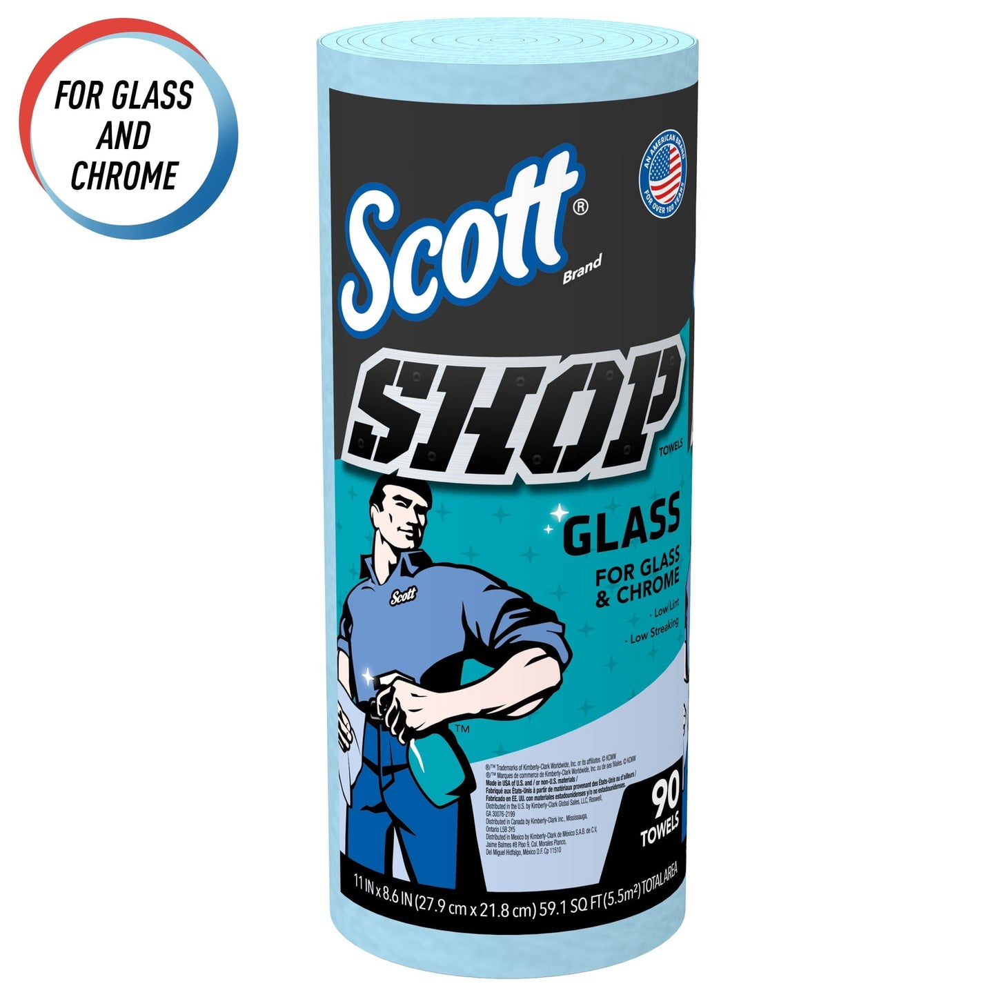 Classic Scott Shop Towels Glass, 1 Roll, 90 sheets