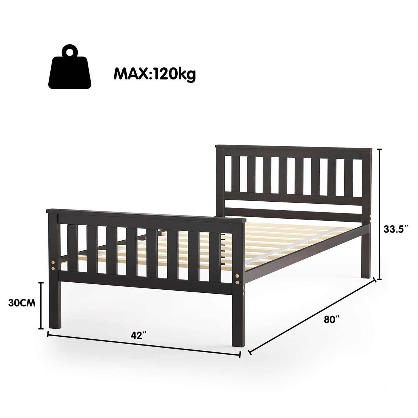 Versatile Costway Twin Wood Platform Bed with Headboard and Footboard Mattress Foundation