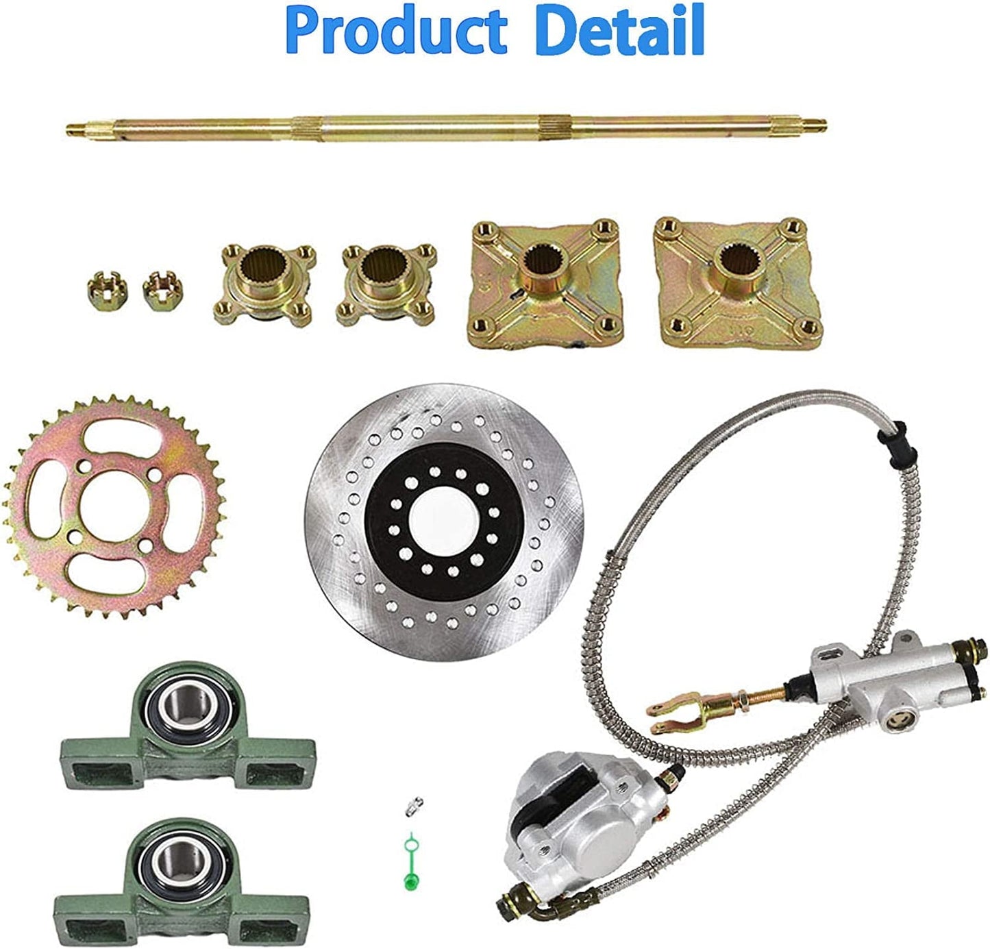 Versatile SEBLAFF 32 Rear Axle Kit + Brake Assembly +Sprocket Hub Replacement for DIY rebuild Go Kart ATV Quad Drift Trikes