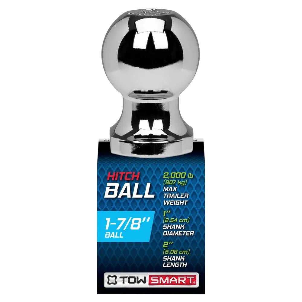 Classic TowSmart Trailer Hitch Ball, Class I, 1-7/8in Ball, 1in x 2in Shank, 2000lb, 712, Chrome, 1 Each