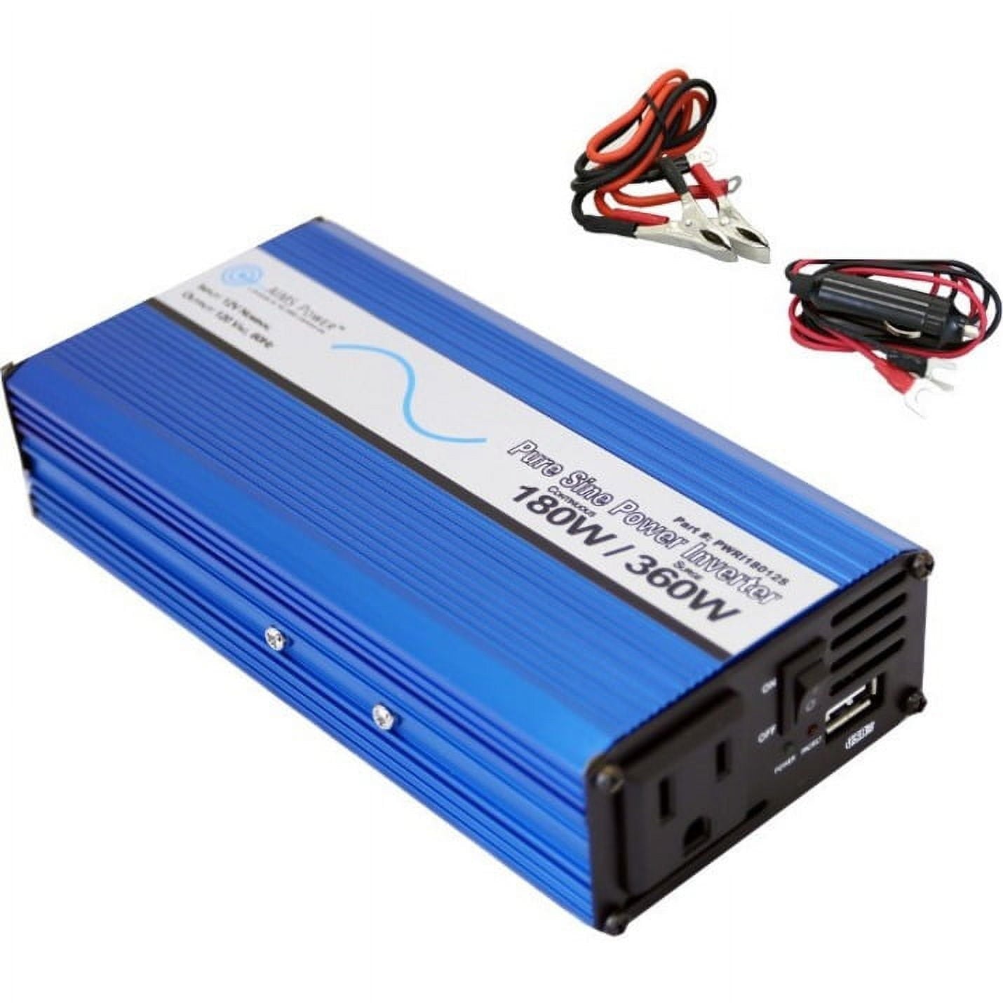 Classic AIMS 180 Watt Pure Sine Car Power Inverter with Cables USB Port