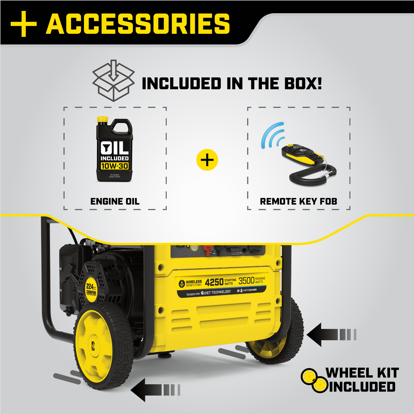 Classic Champion Power Equipment 4250-Watt Wireless Remote Start Open Frame Gasoline Inverter Generator