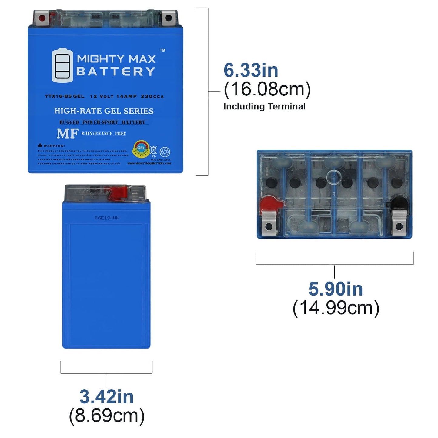 Versatile YTX16-BS GEL Battery for Suzuki 1500cc VL1500 Intruder C90 T 00-01