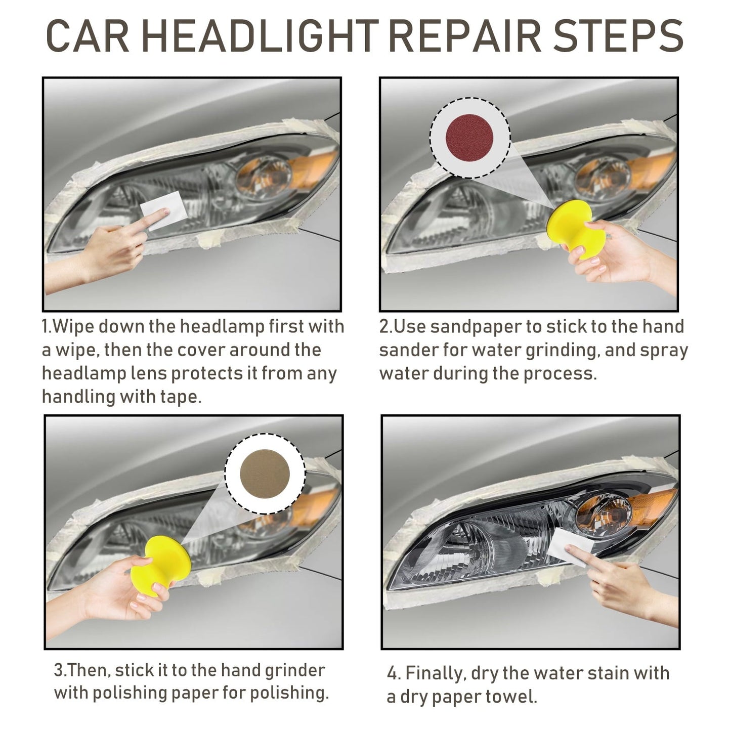 Classic Automotive ceramic headlight repair kit, headlight lampshade repair, scratches, yellowing, polishing, renovation, brightening