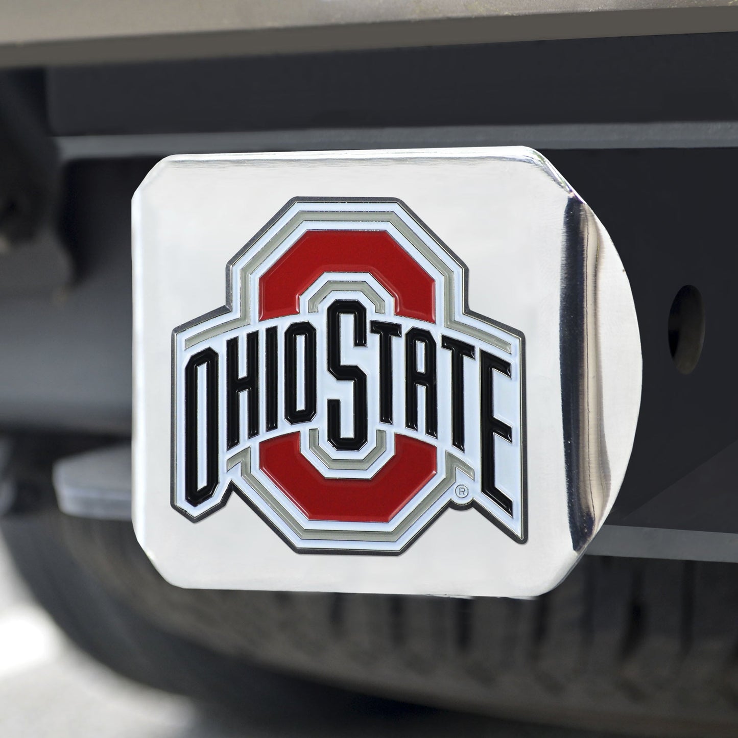 Classic Ohio State University Color Hitch Chrome 3.4"x4"