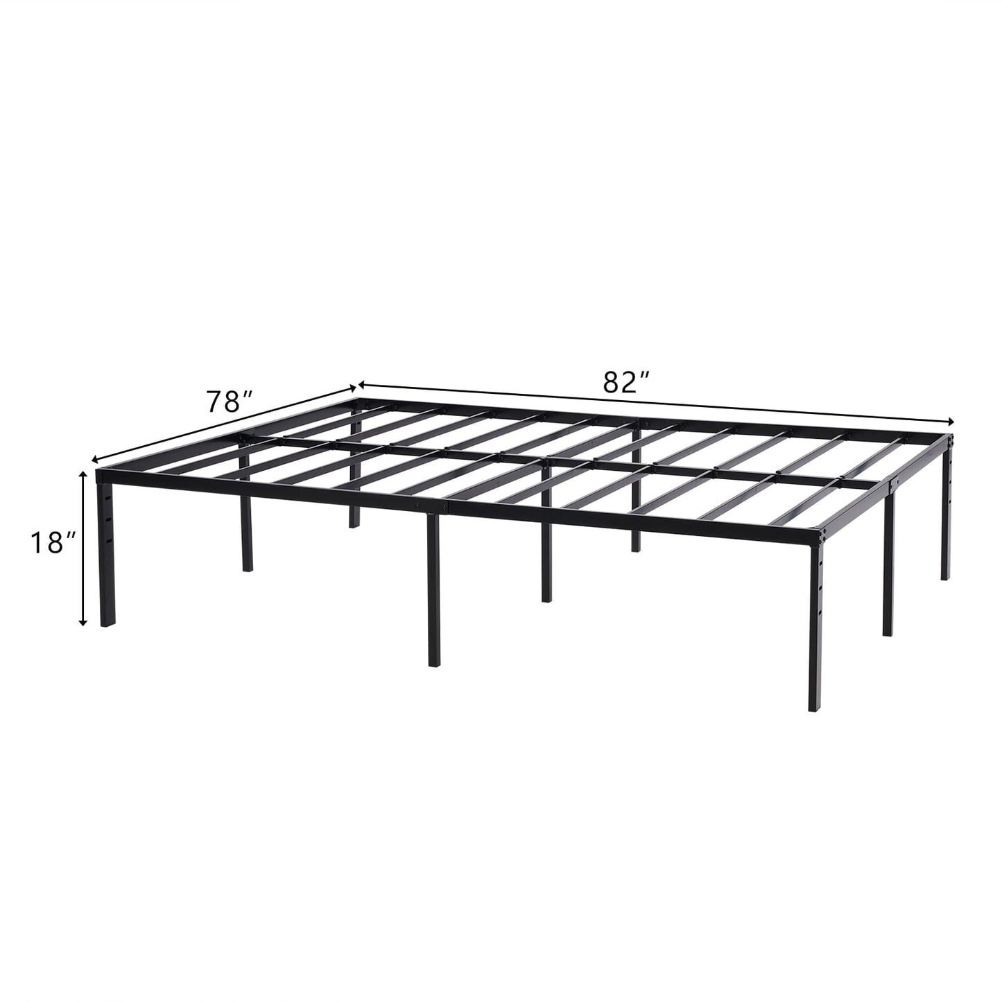 Classic UBesGoo Metal Platform Bed Frame, 18 Inches High, King, Black