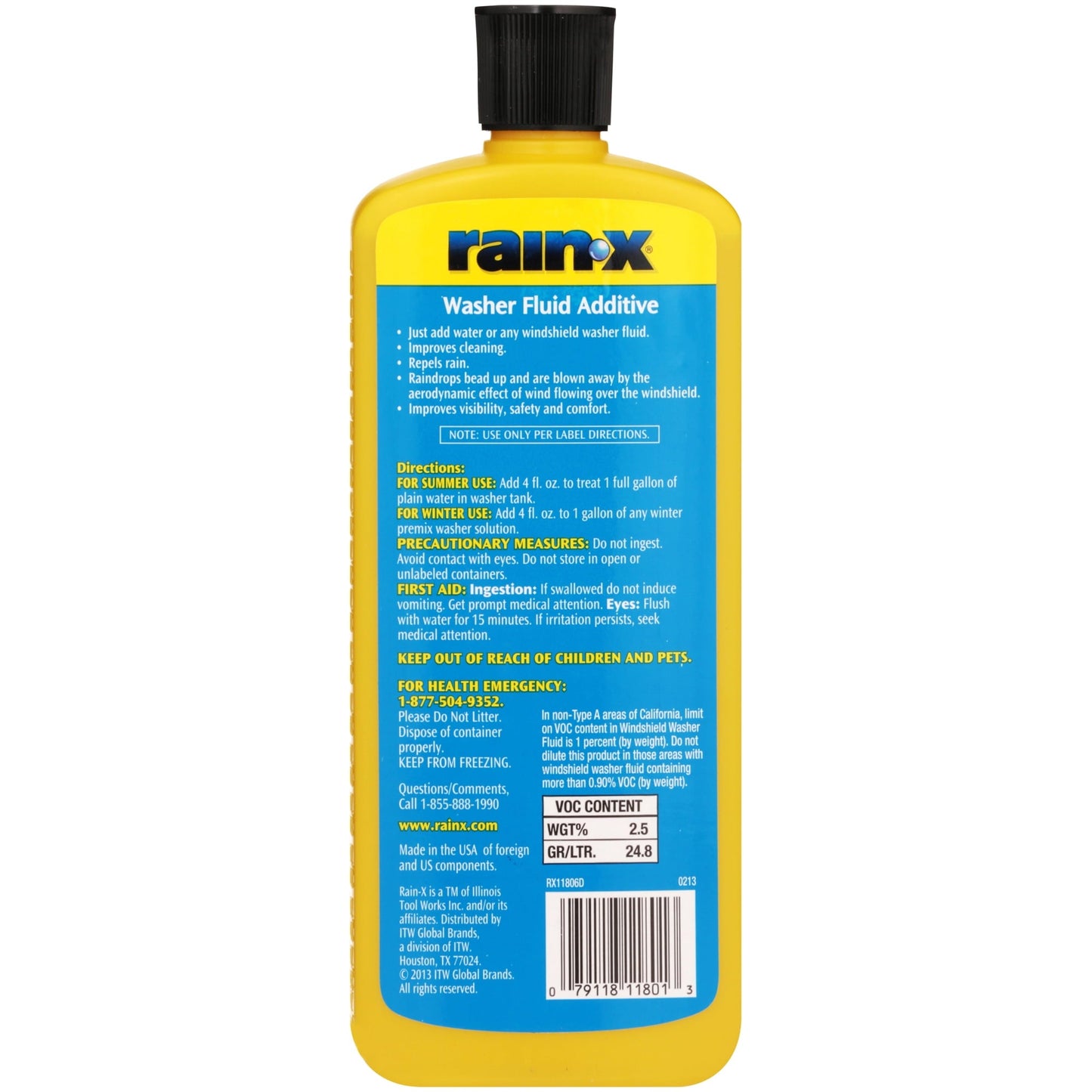 Versatile Rain-x Washer Fluid Additive 16.9 oz. Bottle - RX11806DW