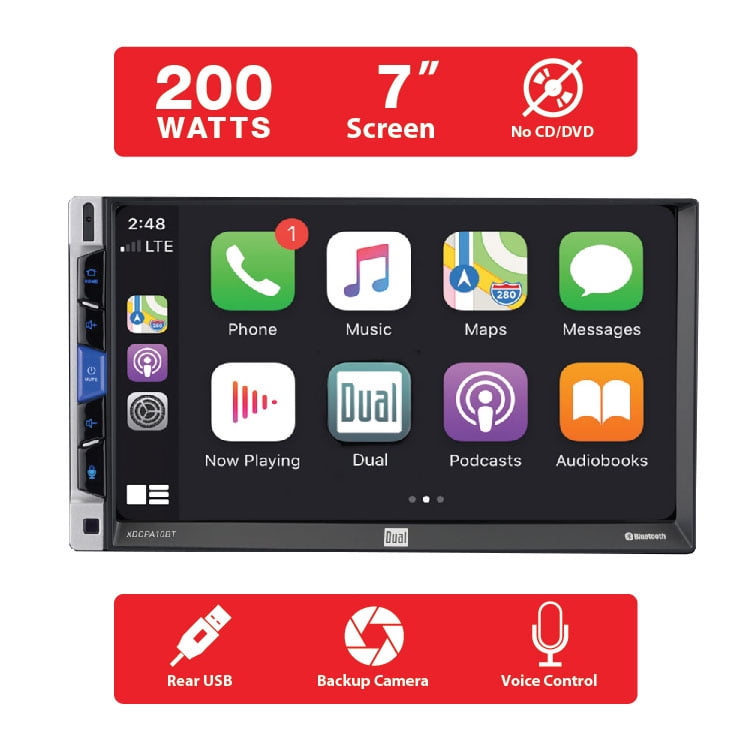 Versatile Dual Electronics XDCPA10BT 7 Inch Double DIN Car Stereo, Certified Apple CarPlay Android