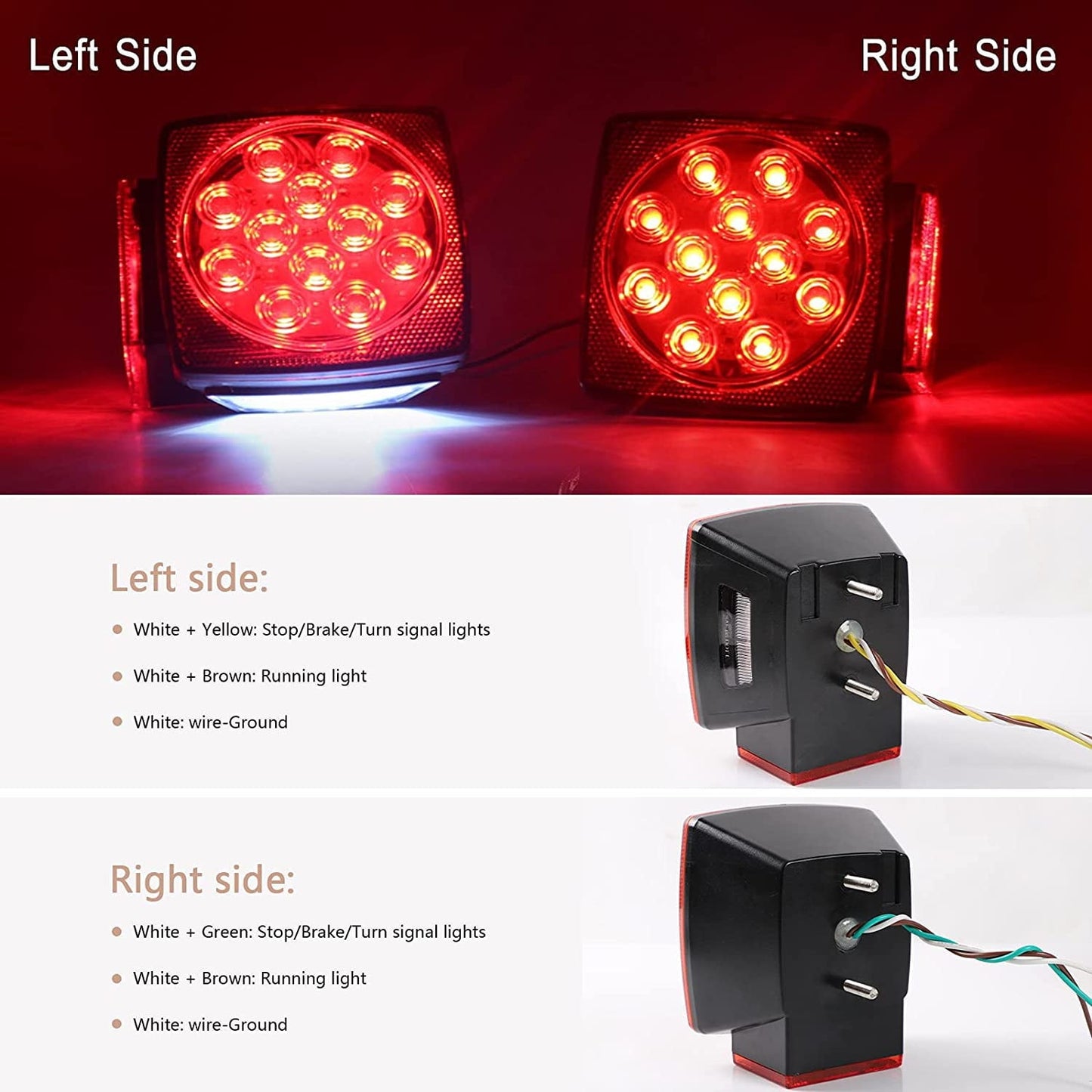 Versatile Trailer Lights Kit LED Night 12V Dot Certified Waterproof Tail Light Set Red Universal Cyfie