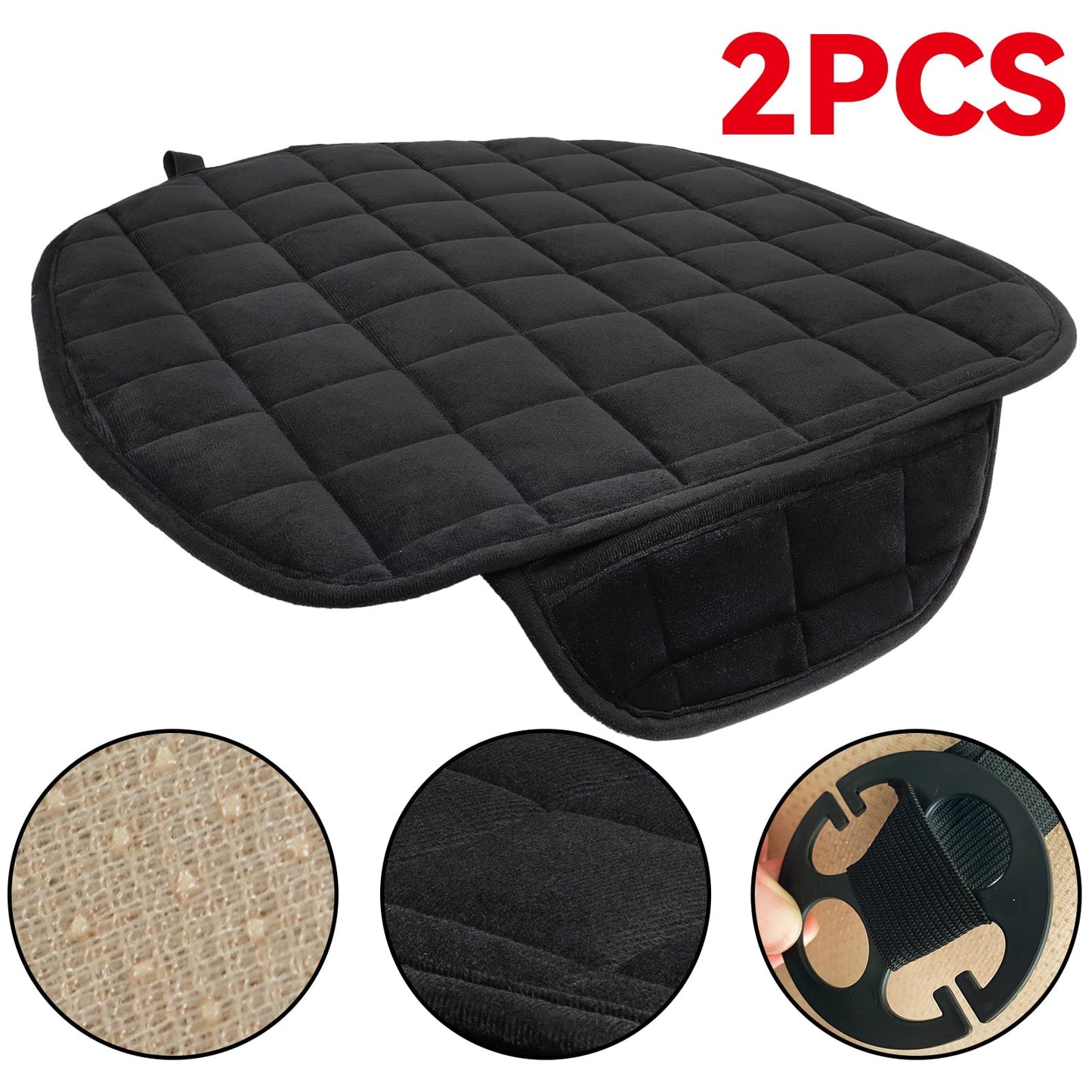 Versatile XUKEY 2pcs Universal Front Car Seat Cushion Cover Pad Chair Breathable Protector Soft Black