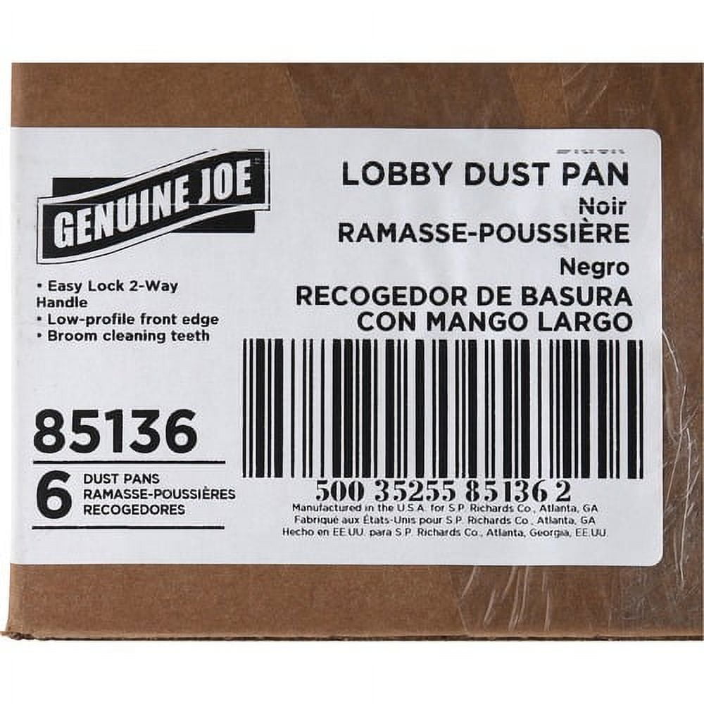 Classic Genuine Joe Lobby Dust Pan 12" Wide - 30" Handle - Plastic - Black - 1 Each