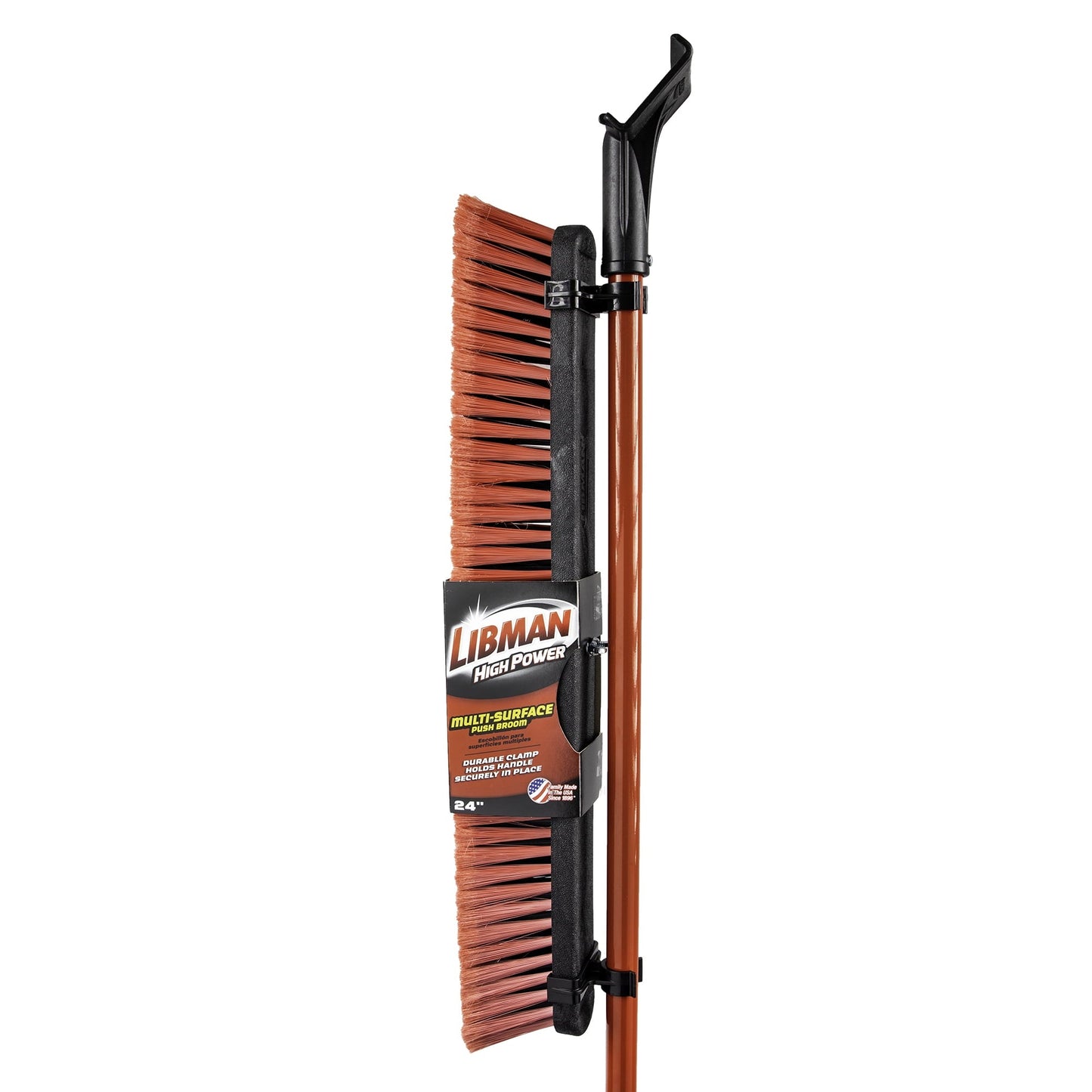 Classic Libman 24 in All-Purpose Push Broom with Powder Coated Red Steel Handle, 1189