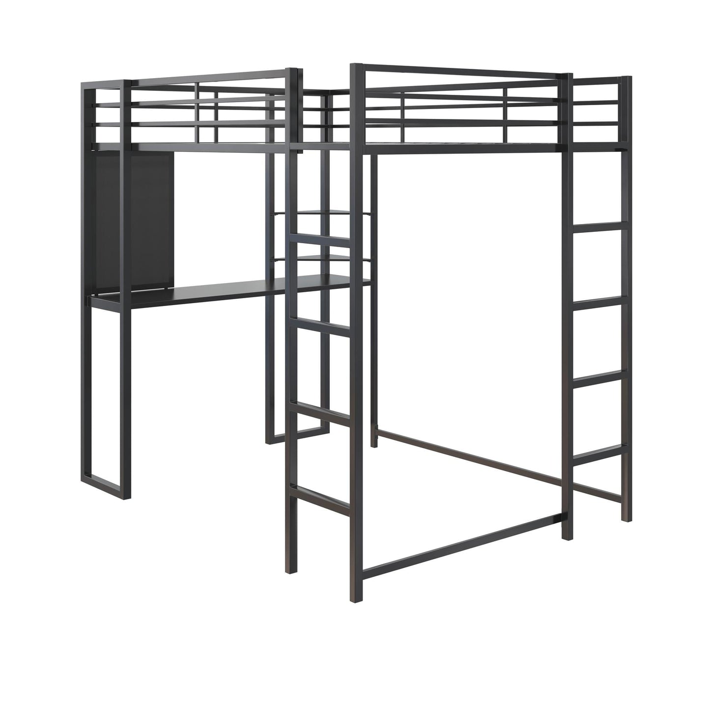 Versatile Teen Novogratz Hunter Full Size Metal Loft Bed, Black