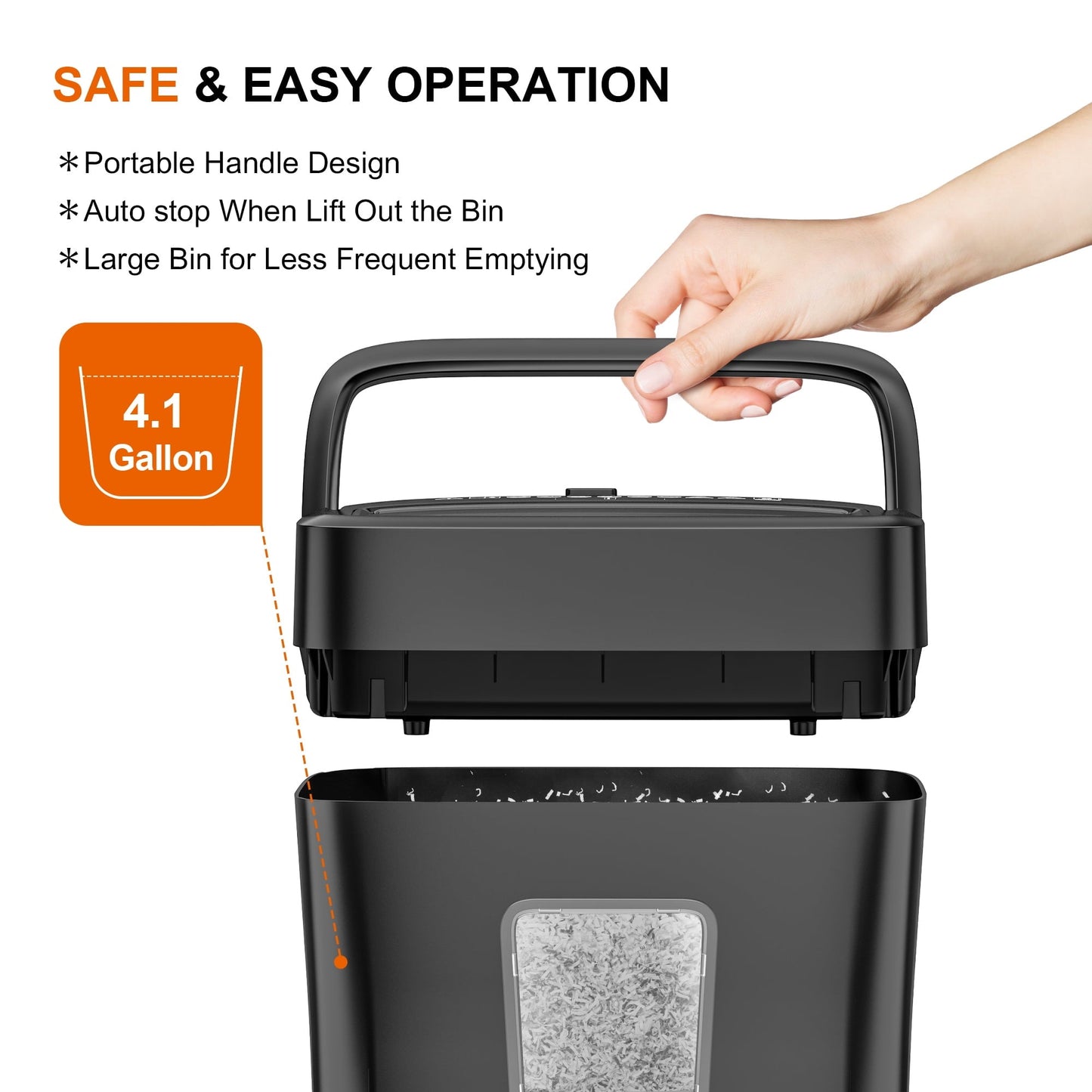 Classic Bonsaii 6-Sheet Micro-Cut Paper Shredder for Home Office Use with Portable Handle