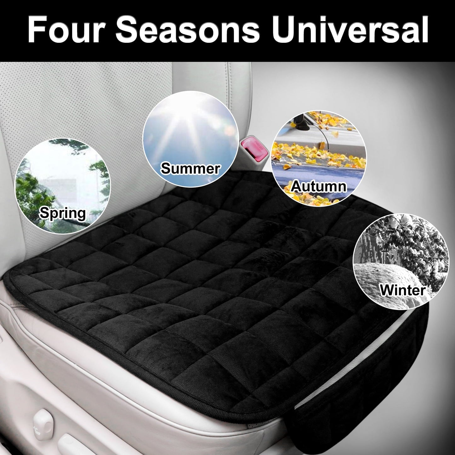 Versatile Unique Bargains 2 Pcs Front Car Seat Cover Breathable Plush Pad Chair Cushion for Vehicle Home Office Universal Black