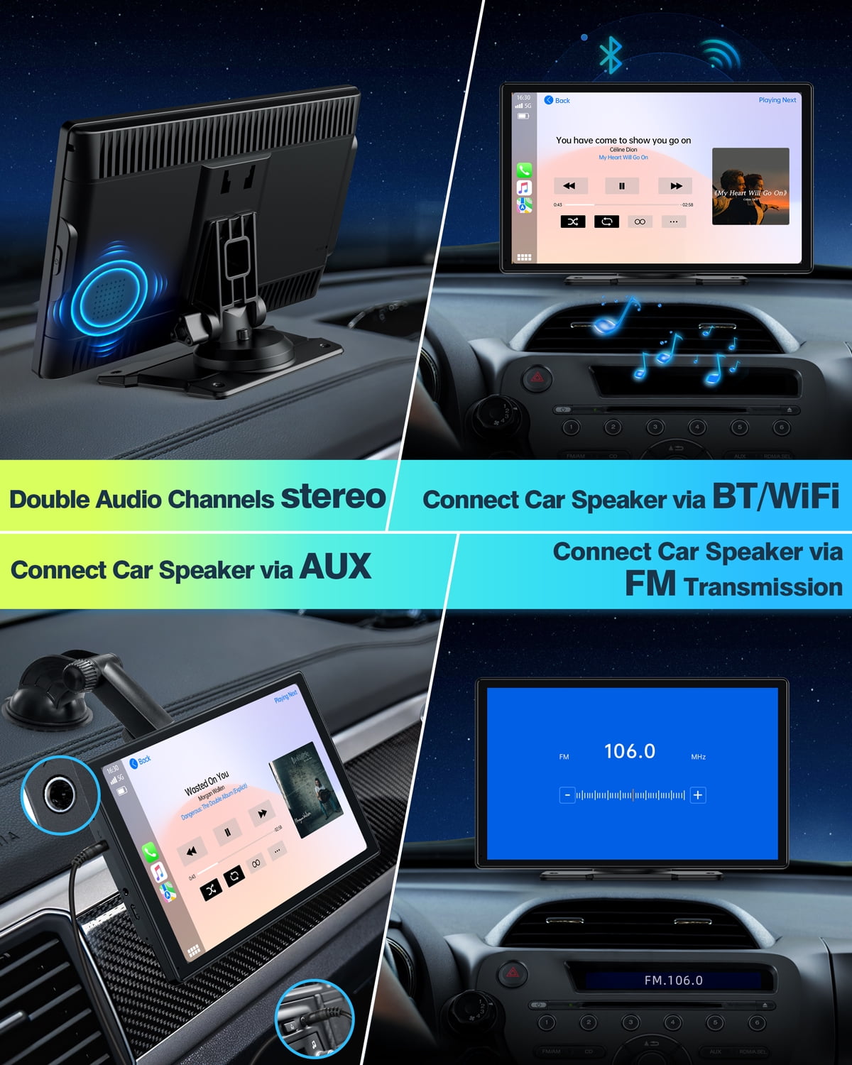 Versatile LAMTTO 9" HD IPS Screen Wireless Car Stereo Apple Carplay with 2.5K Dash Cam,1080P Backup Camera,Portable Touch Screen GPS Navigation for Car, Car Audio Receivers with Bluetooth,Android Auto