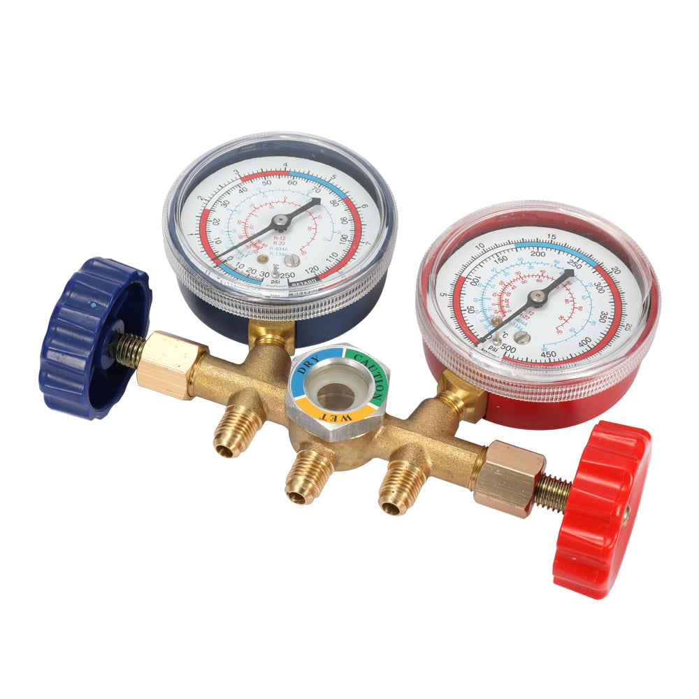 Classic Refrigerant Manifold Gauge Set Air Conditioning Tools With Hose And Hook For R12 R22 R404A R134A