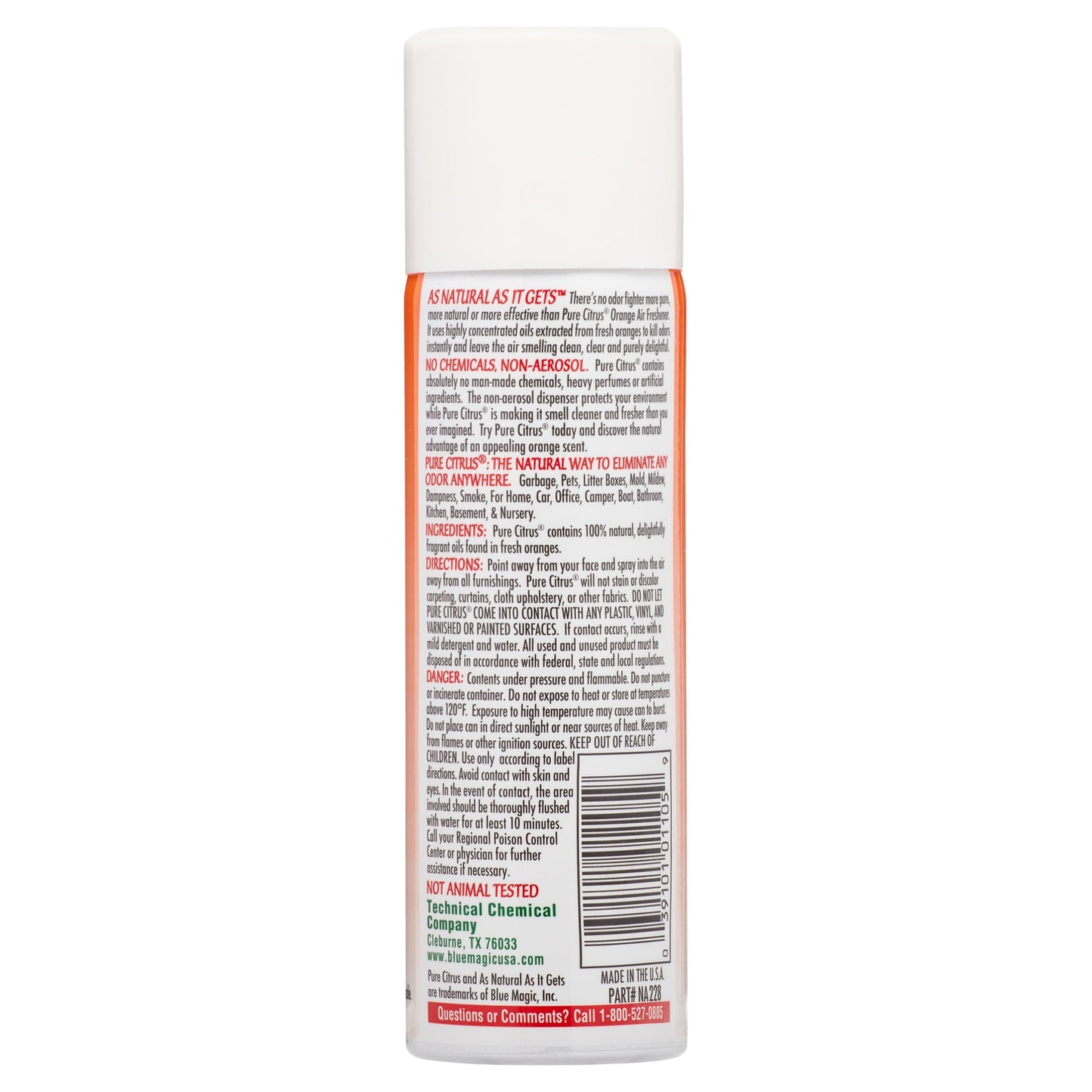 Classic Pure Citrus Orange Air Freshener, 4oz.   Orange  Scented Non-Aerosol Air Freshener.