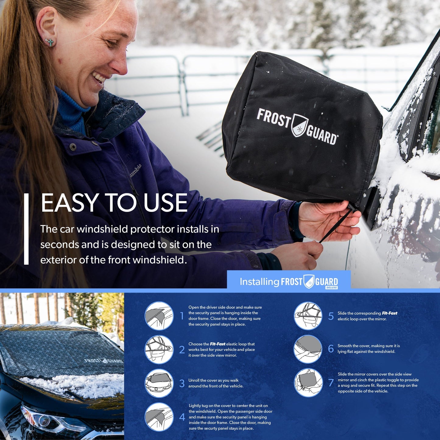 Classic FrostGuard Deluxe Full-Coverage Car Windshield Cover for Ice/Snow, Sweater, 41" x 59"