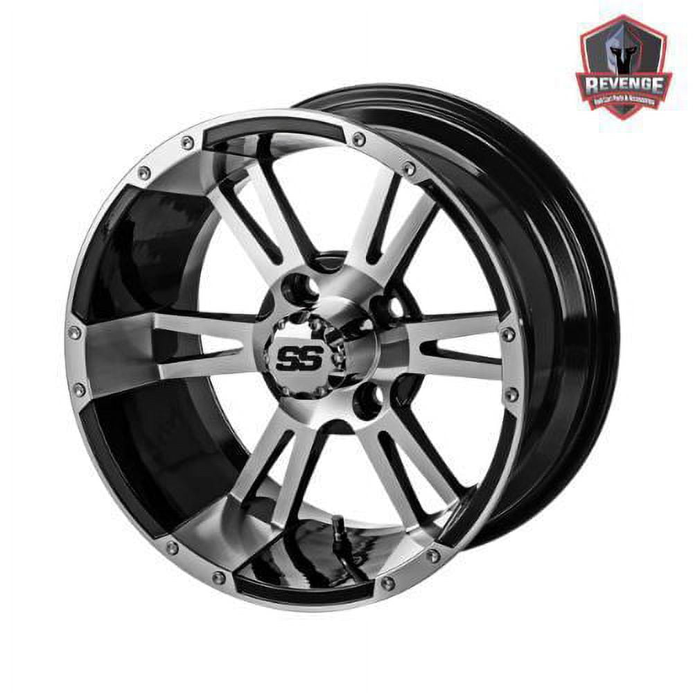 Classic 12" Raptor Machined Black Golf Cart Wheels and Tires Combo (215/40-12) Set of 4