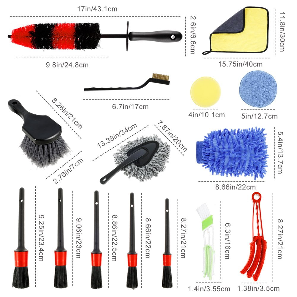 Classic Dsseng 18pcs Car Wash Cleaning Tools Kit Car Detailing Set Car Wash Kit Interior and Exterior with Car Detail Brushes  Tire Brush  Towels