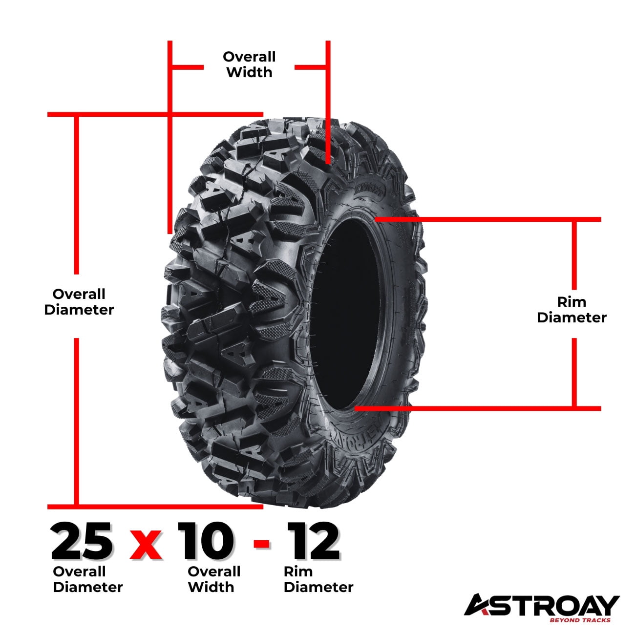 Classic 25 x 10 - 12 Astroay Knight Utility ATV/UTV Tire