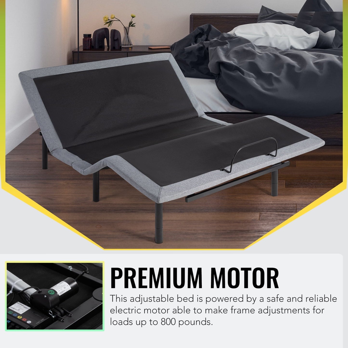 Versatile Bestco Motorized Queen Size Bed Frame with Remote Control, USB Ports and Massage