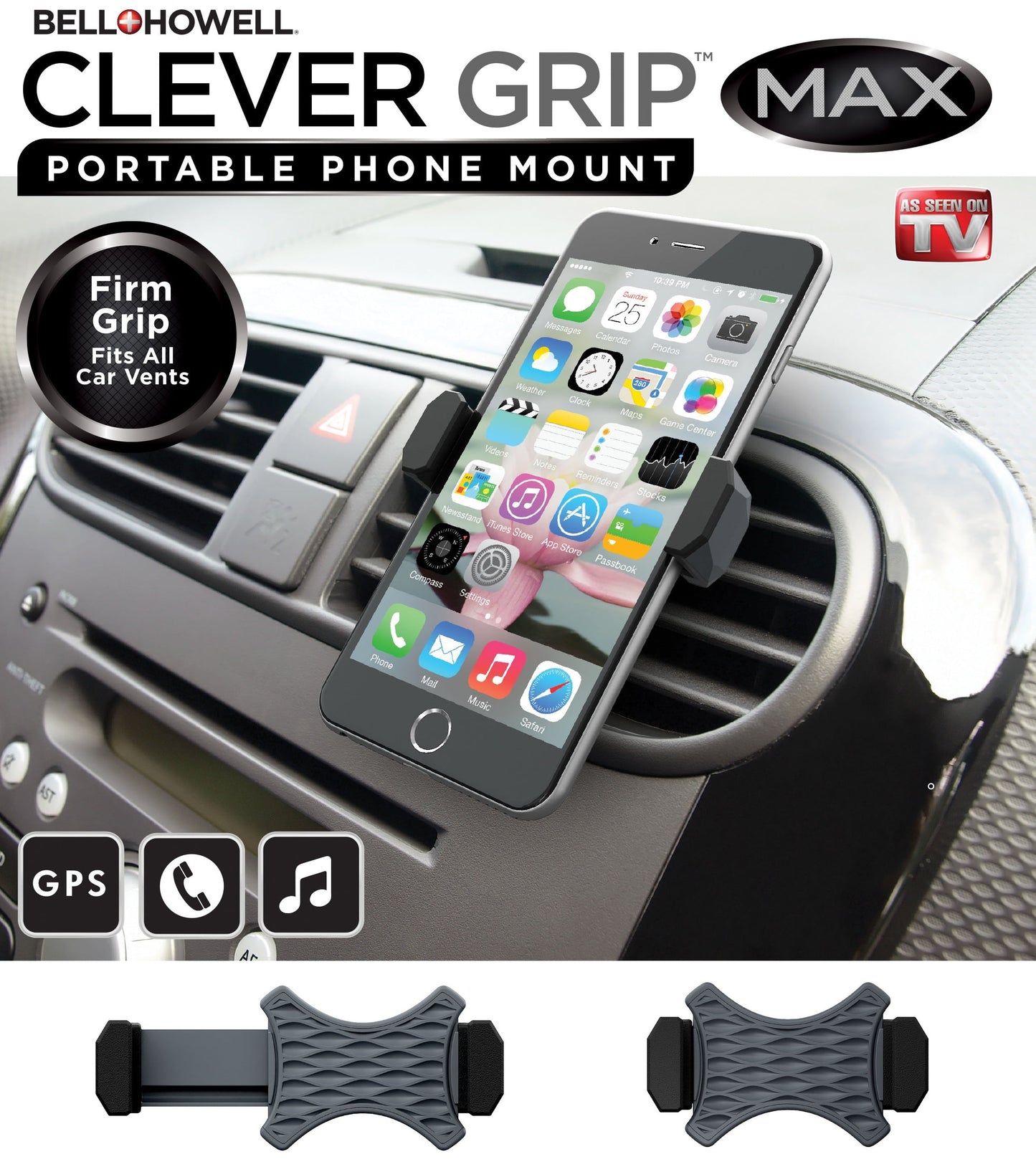 Versatile Bell Howell Clever Grip Portable Phone Mount Car Phone Mount As Seen On TV