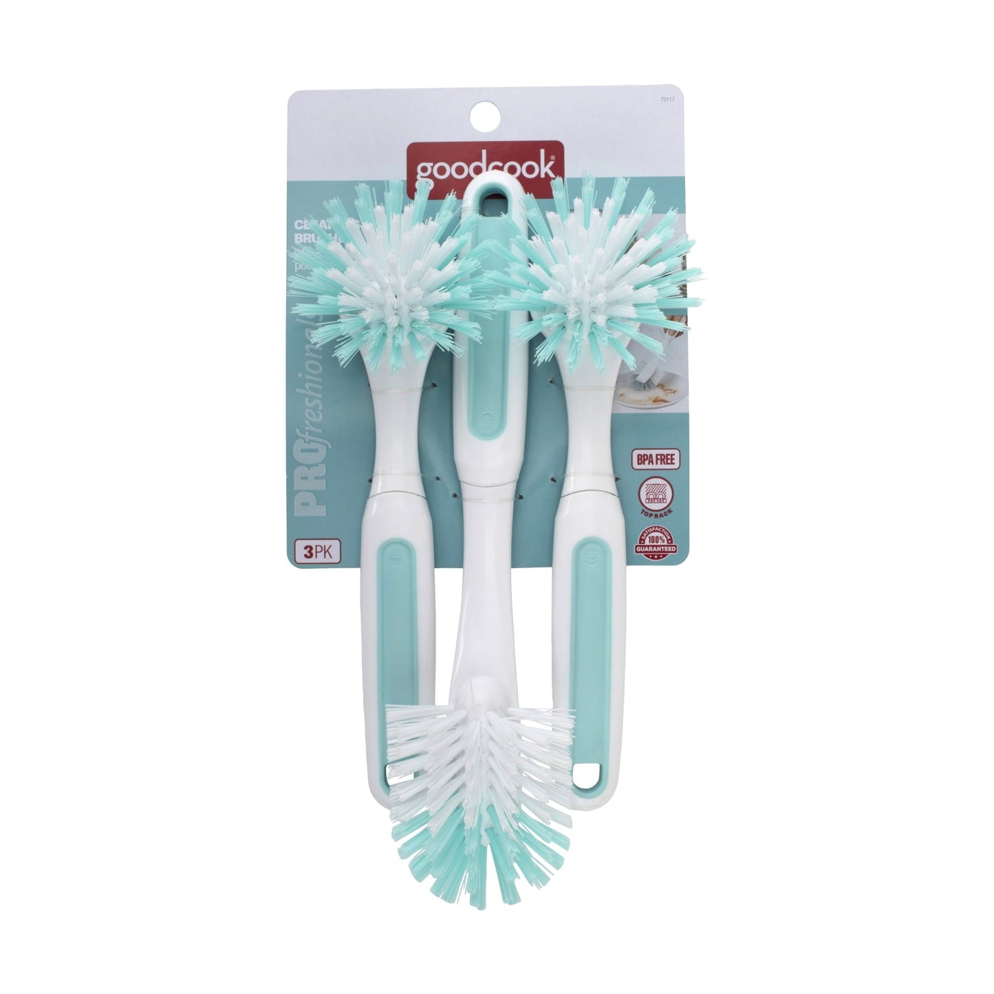 Classic GoodCook PROfreshionals 3-Piece BPA-Free Kitchen Dish Brush Set, Teal