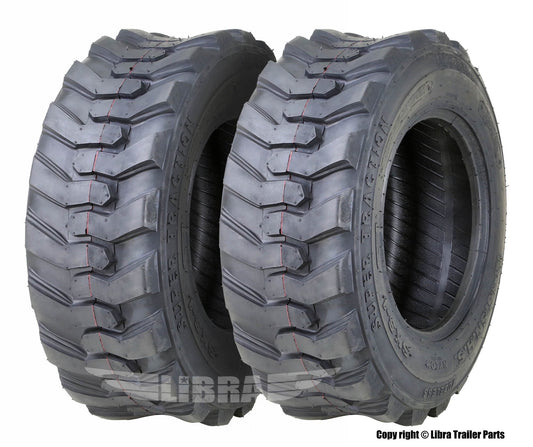 Classic Set 2 New Super Guider Heavy Duty 10-16.5/12PR SKS1 Skid Steer Tire for Bobcat w/Rim Guard