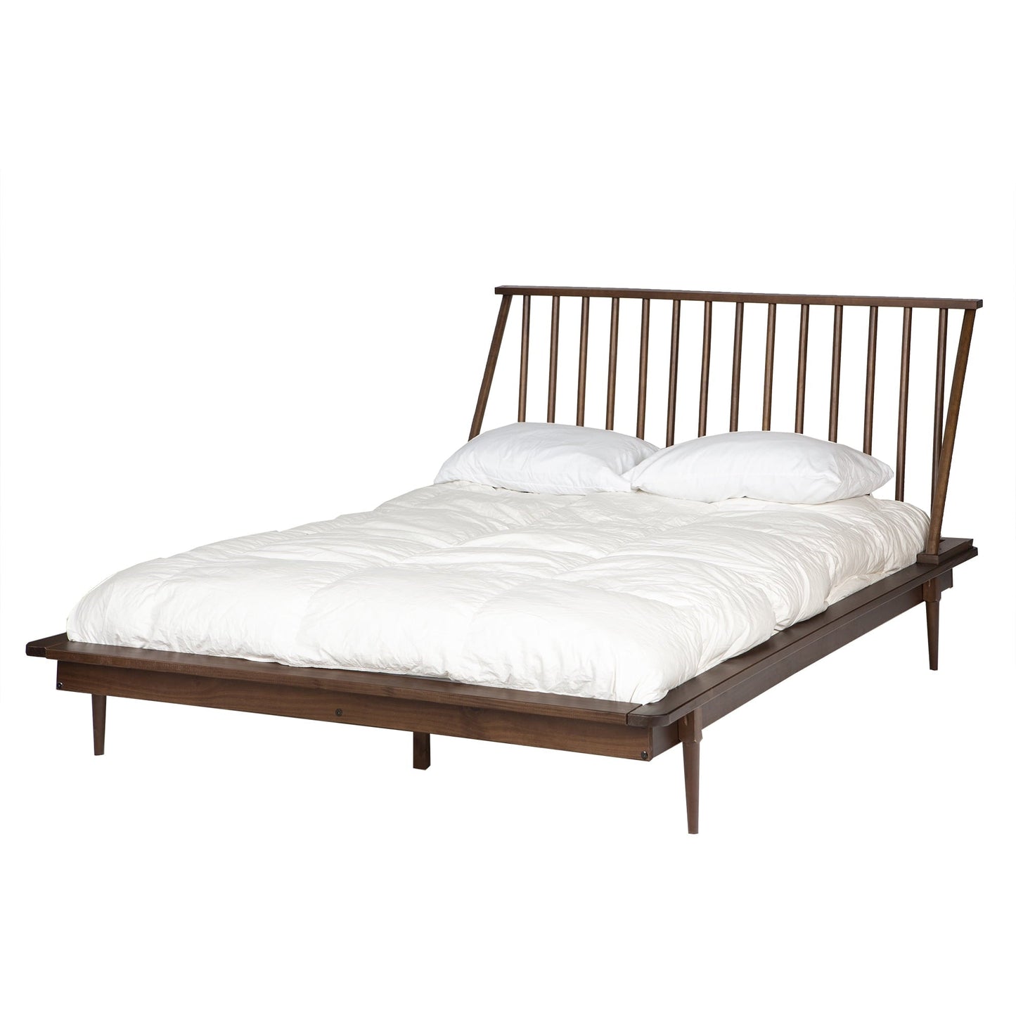 Versatile Walker Edison Modern Boho Queen Size Solid Wood Platform Bed, Walnut