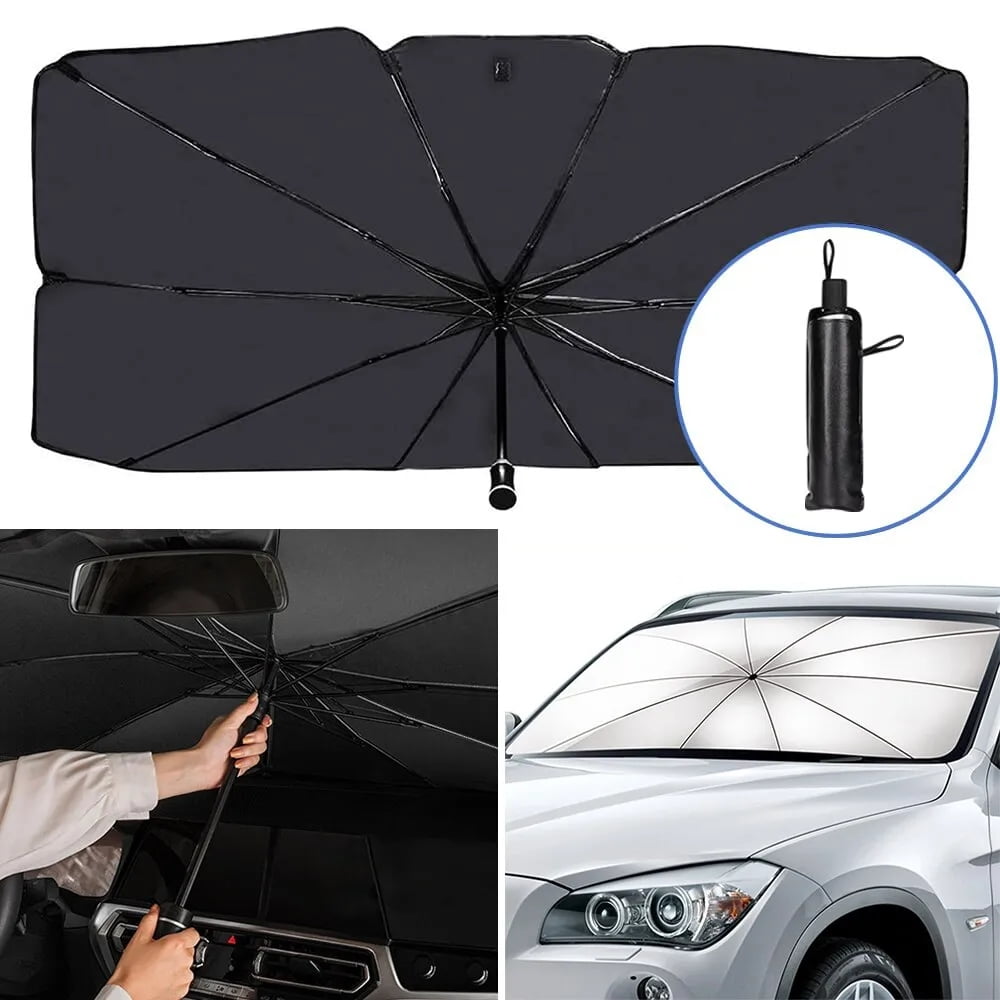 Versatile Windshield Sun Shade Umbrella, Car Windshield Sun Shade Foldable Cover Visor UV Ray Reflector, Car Sun Shade Windshield for Auto Trucks SUV Keeps Vehicle Cool Heat Insulation Protection