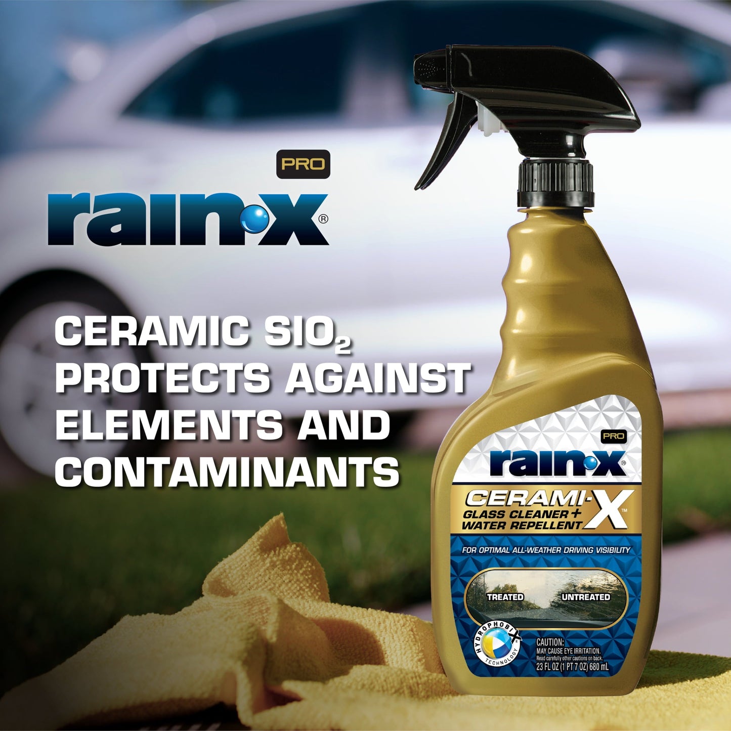 Versatile Rain-XÂ® Pro Cerami-X 2-in-1 Glass Cleaner and Water Repellent 23oz - 630177SRP