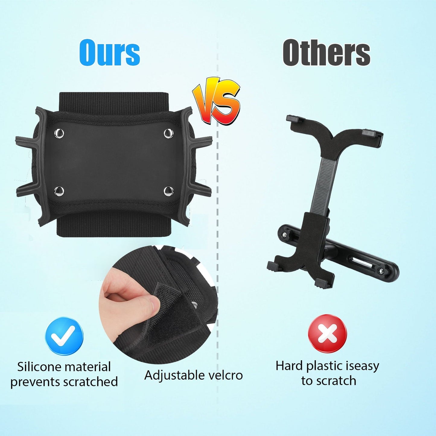 Versatile Headrest Mount Tablet Holder for Car, TSV Universal Silicone Holder for Kids Tablet Stand, Angle-Adjustable Car Seat Head Rest Holder Fits for 7-10.5'' iPad Mini Air Pro Nintendo Switch