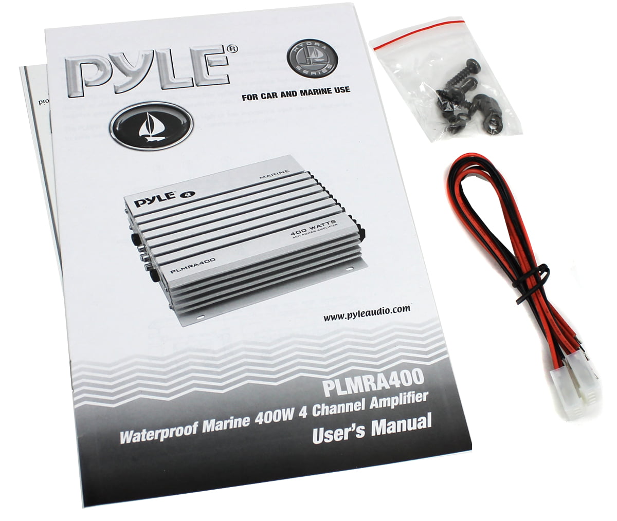 Classic Pyle PLMRA400 400 Watt 4 Channel Waterproof Marine Boat Audio Amplifier, White