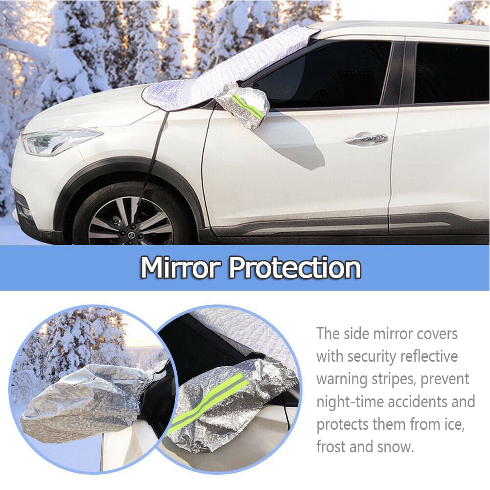 Classic IC ICLOVER Magnetic Car Windshield Snow Cover Thicken Sun Shade Frost Guard Winter Windshield Snow Ice Cover Car Windshield Protector for Car Trucks Vans and SUVs Stop Scraping Cute