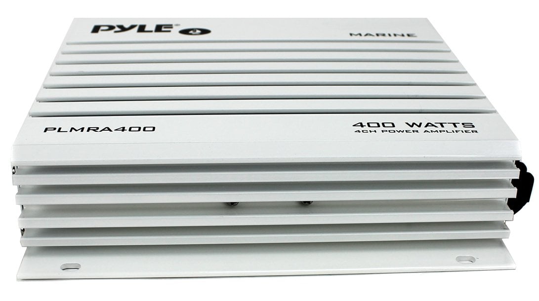 Classic Pyle PLMRA400 400 Watt 4 Channel Waterproof Marine Boat Audio Amplifier, White