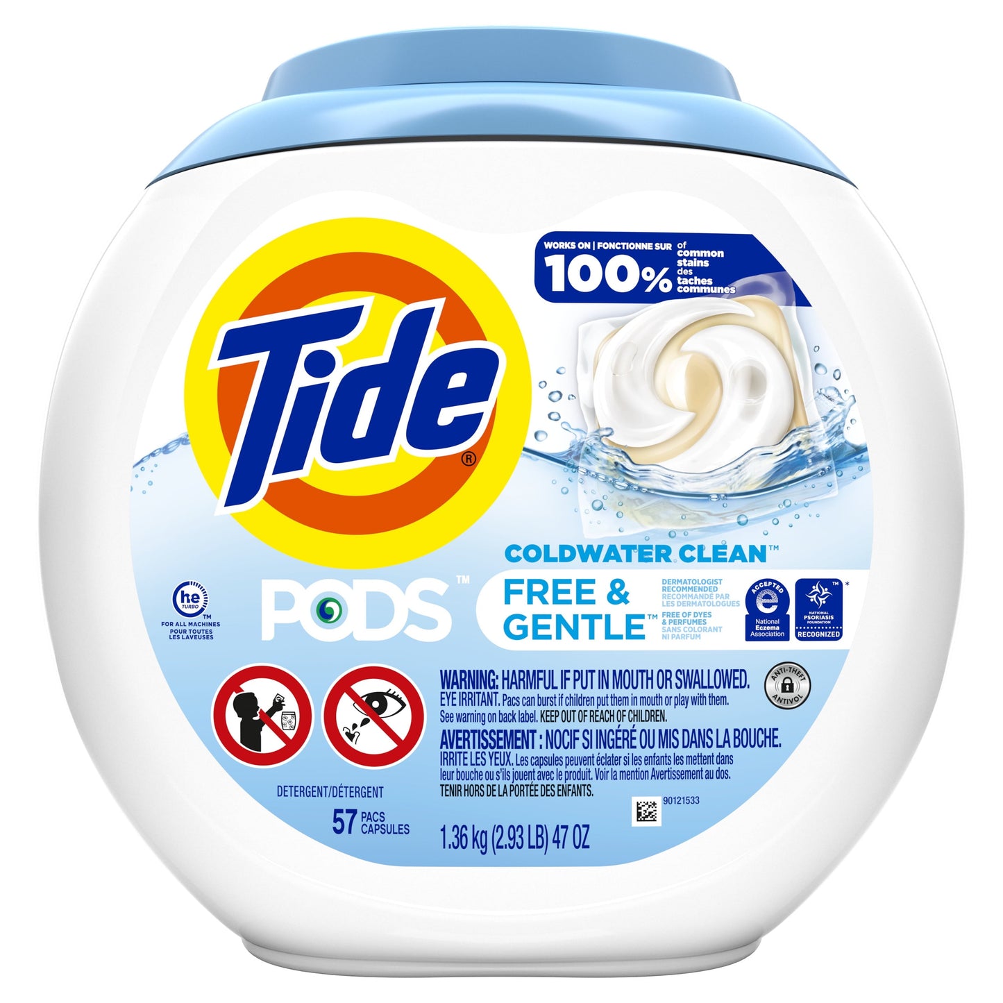 Classic Tide PODS and Gentle, Liquid Laundry Detergent, HE Compatible, 57 Count, Hypoallergenic, Unscented