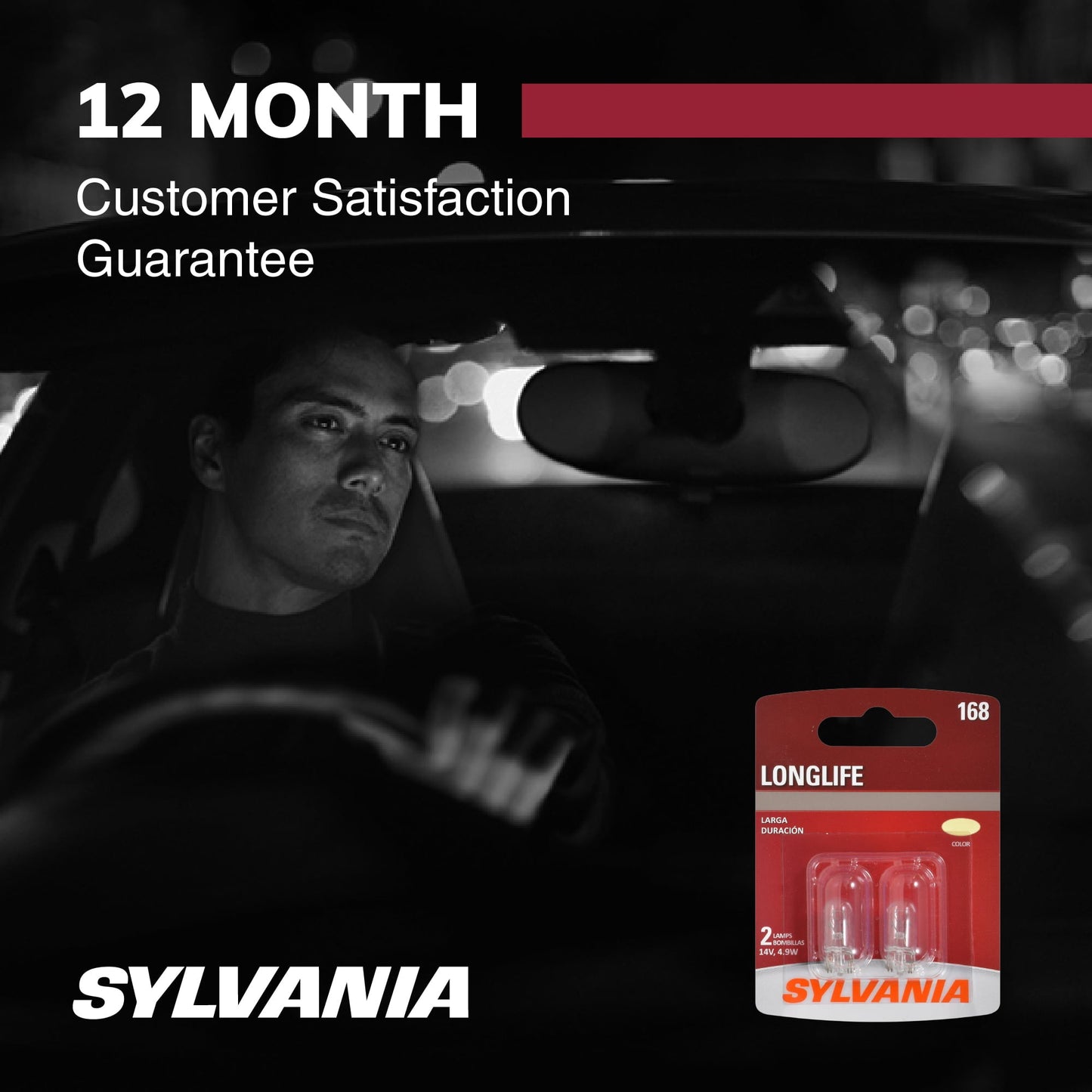 Classic Sylvania 168 Long Life Automotive Mini Bulb, Pack of 2.