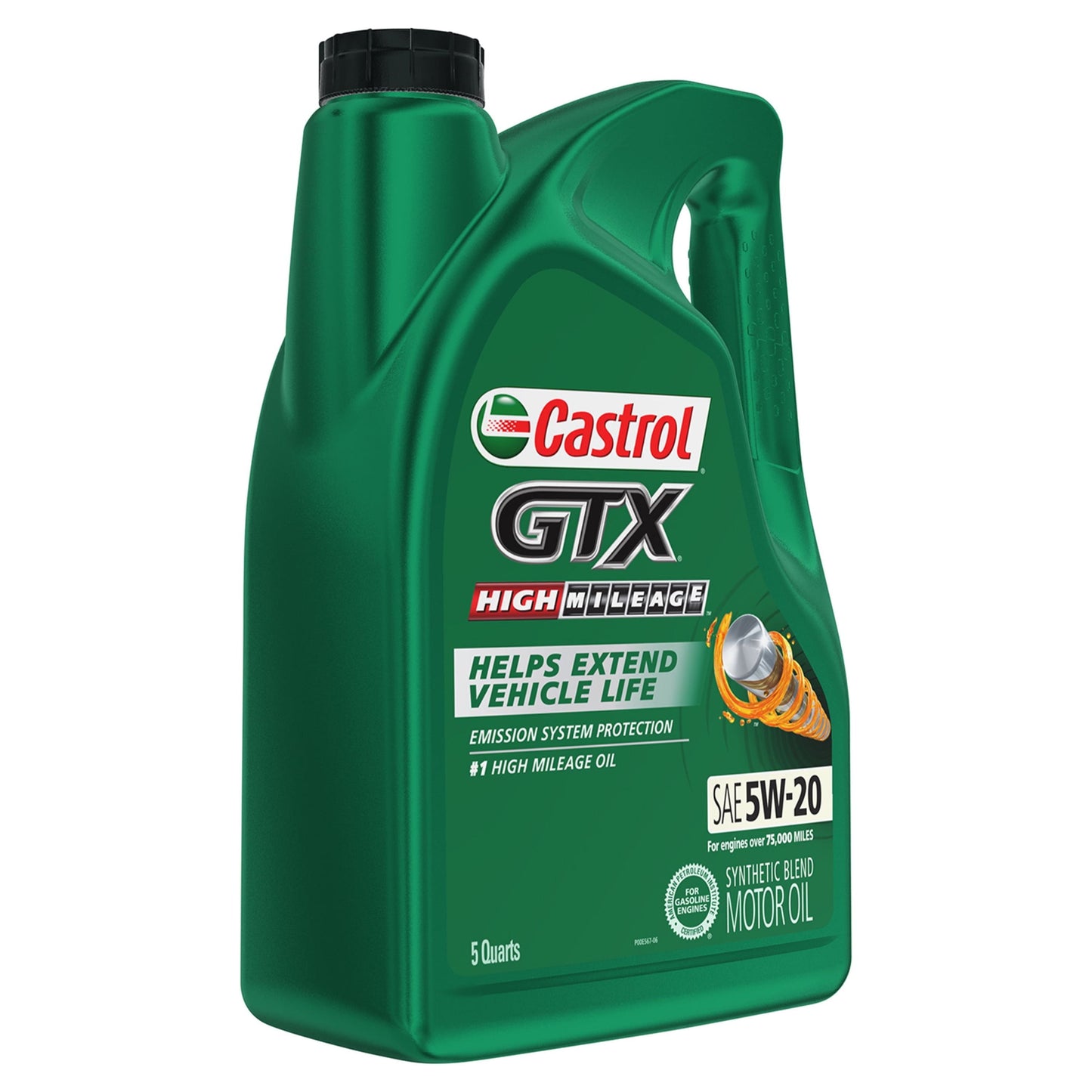 Versatile Castrol GTX High Mileage 5W-20 Synthetic Blend Motor Oil, 5 Quarts