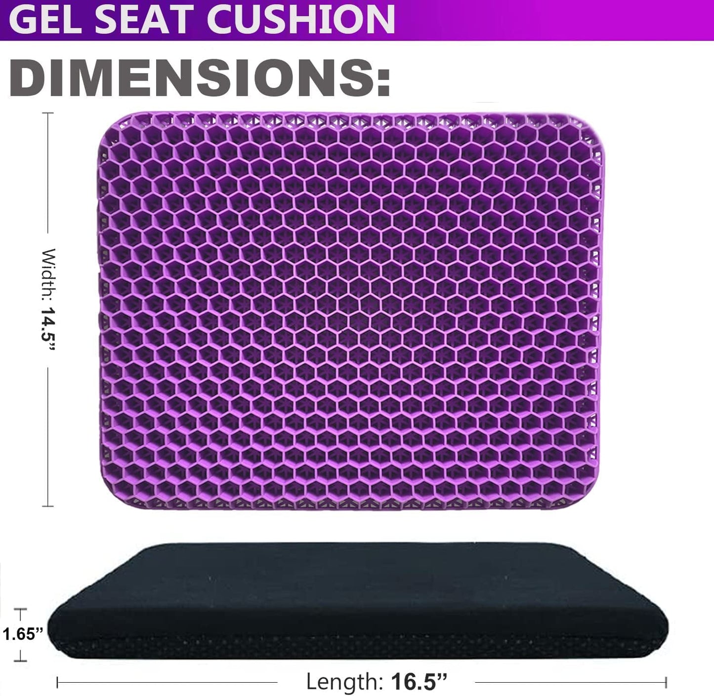 Classic Gel Enhanced Seat Cushion for Long Sitting - Double Thick Honeycomb Breathable Design Egg Seat Cushion with Non-Slip Cover - Office Chair Car Cooling Seat Cushion - Computer Desk Pain Relief Pad