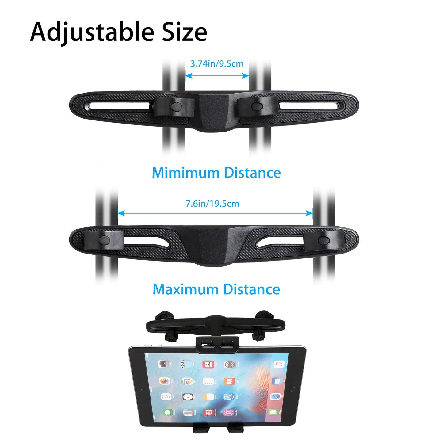 Versatile Car Headrest Tablet Holder, EEEkit Universal Adjustable Car Seat Headrest Tablet Mount Holder Fit for Apple iPad Air Mini, Samsung Galaxy Tab, Kindle Fire, Nintendo Switch, and 4.0"-12.5" Tablet