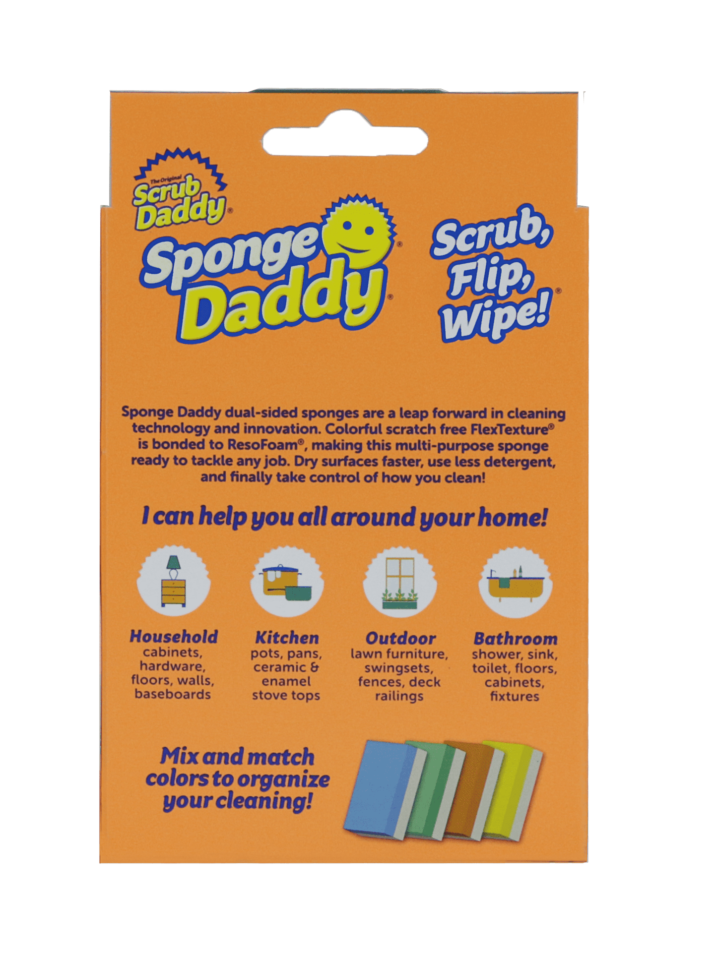 Versatile Scrub Daddy Sponge Daddy Dual-Sided Non- Scratch Sponge, 4 Count