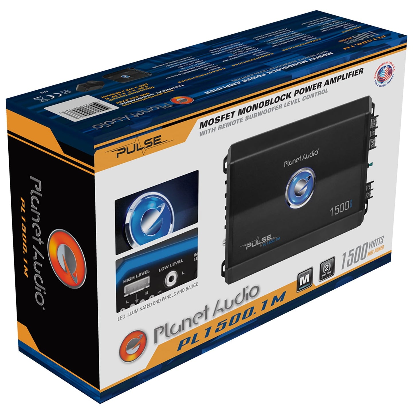 Classic Planet Audio PL1500.1M Pulse Series Car Audio Amplifier - 1500 High Output, Monoblock, 2/8 Ohm, High/Low Level Inputs, Low Pass Crossover, Hook up to Stereo and Subwoofer