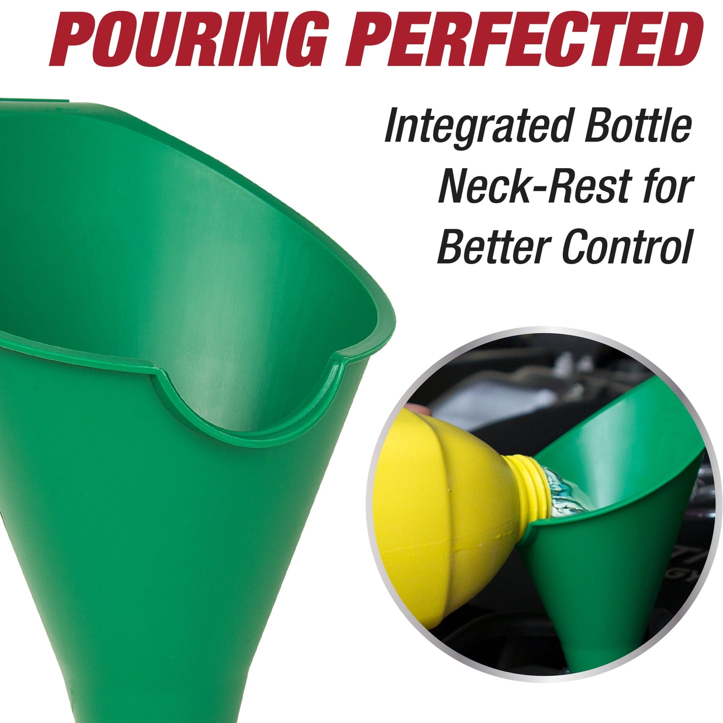 Versatile Hyper Tough Big Mouth Automotive Plastic Funnel, Green, 10713RFHT, 1 Each