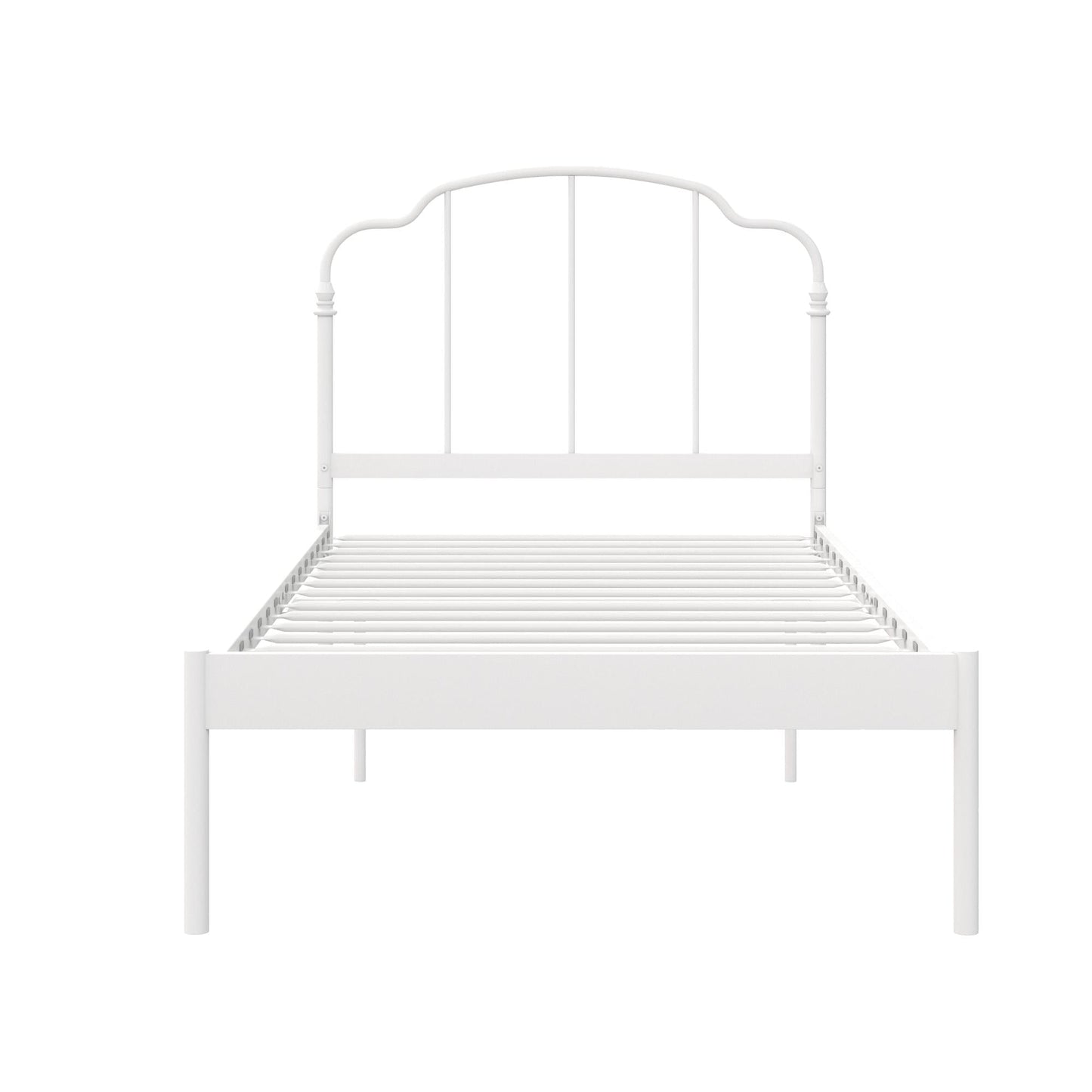 Classic RealRooms Camie Metal Bed, Adjustable Base Height, Twin, White