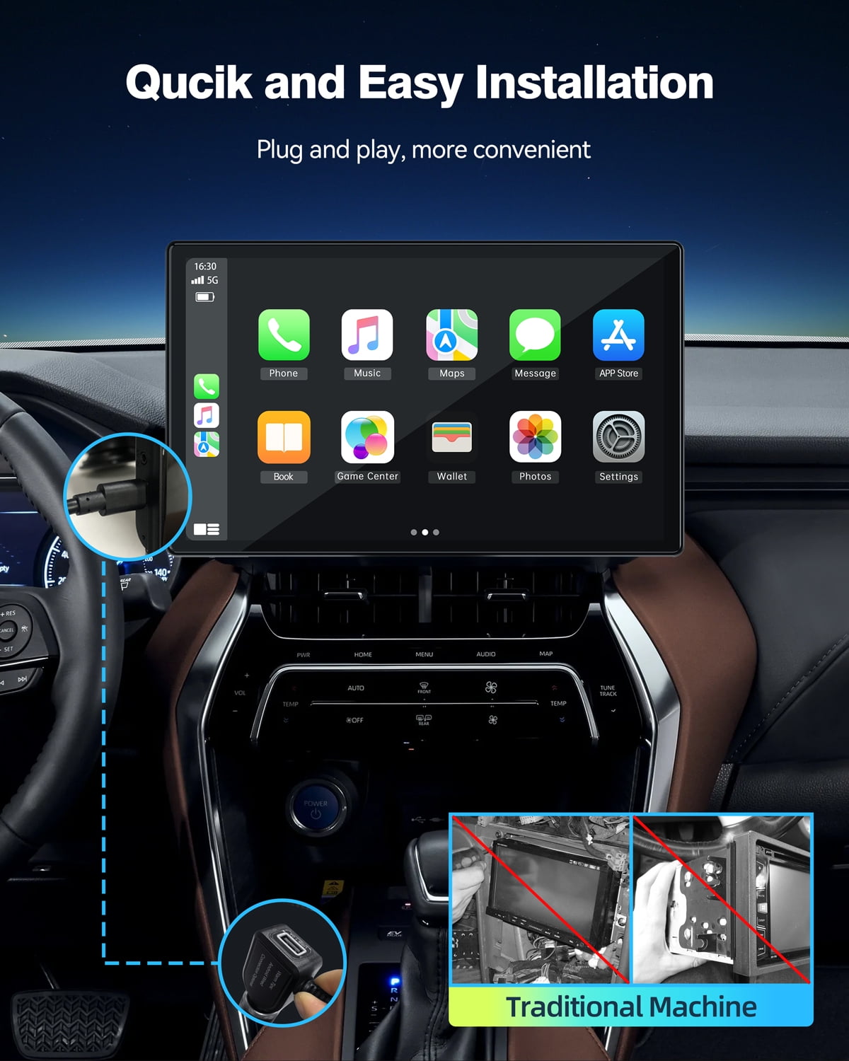 Versatile LAMTTO 9" HD IPS Screen Wireless Car Stereo Apple Carplay with 2.5K Dash Cam,1080P Backup Camera,Portable Touch Screen GPS Navigation for Car, Car Audio Receivers with Bluetooth,Android Auto